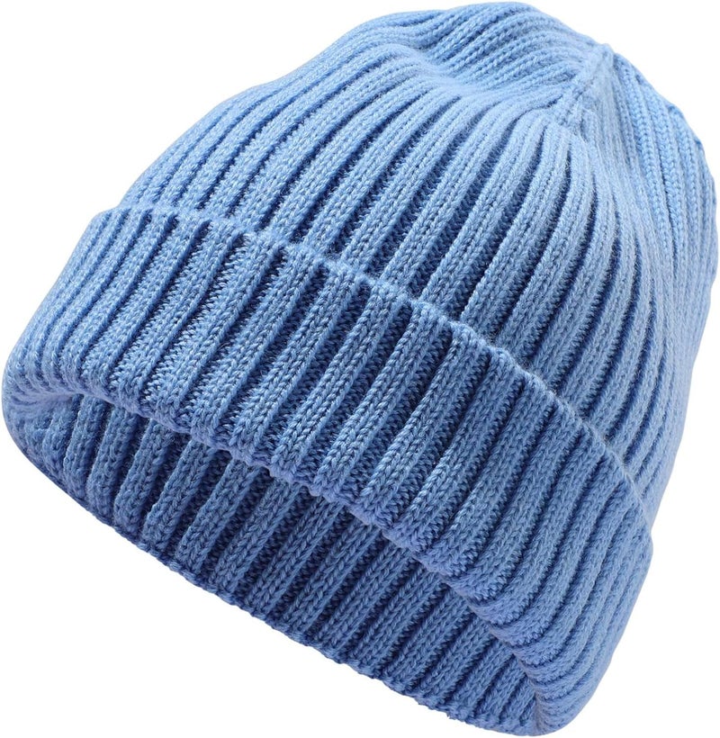 ACTLATI Kids Merino Wool Beanie Hat Winter Boys Girls Ribbed Knit Beanies Caps Unisex Cuffed Skull Caps 7-14 Years - Image 1